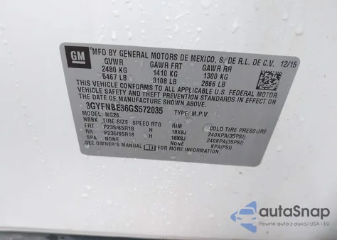 2016 Cadillac Srx Luxury Collection из США, поврежденный, VIN 3GYFNBE36GS572035